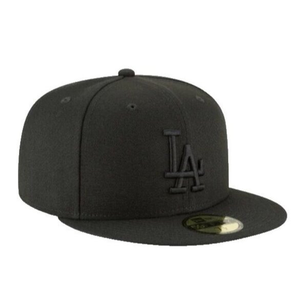 New Era LOS ANGELES DODGERS  Blackout Basic 59FIFTY Fitted EUC - Picture 1 of 3